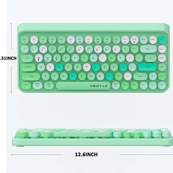 UBOTIE Green-Colorful Wireless Bluetooth Retro Keyboard - Picture 10 of 11